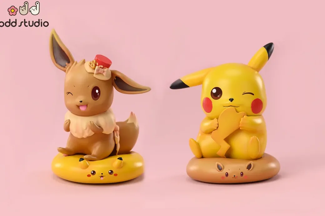 Cushion Series 003 Sitting Eevee & 004 Sitting Pikachu - Pokemon Resin Statue - odd Studio