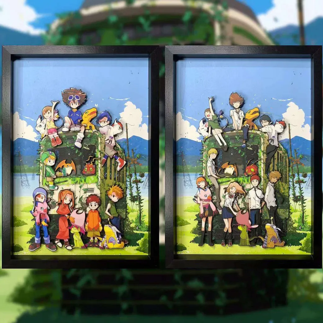 3D Beech Wood Magnetic Decorative Paint of All Character of Digimon - Digimon Decorative Painting - Mystical Art Studios