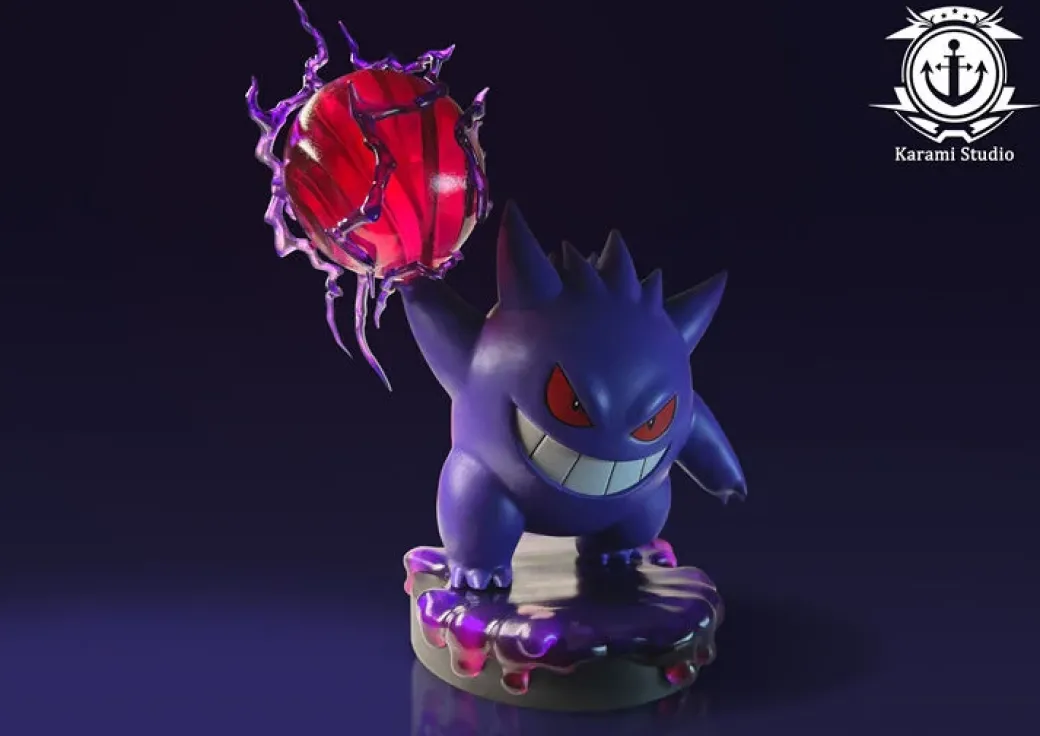 3D Decorative Paint of Gengar Family & Shadow Ball Gengar - Pokemon Resin Statue - Karami Studio