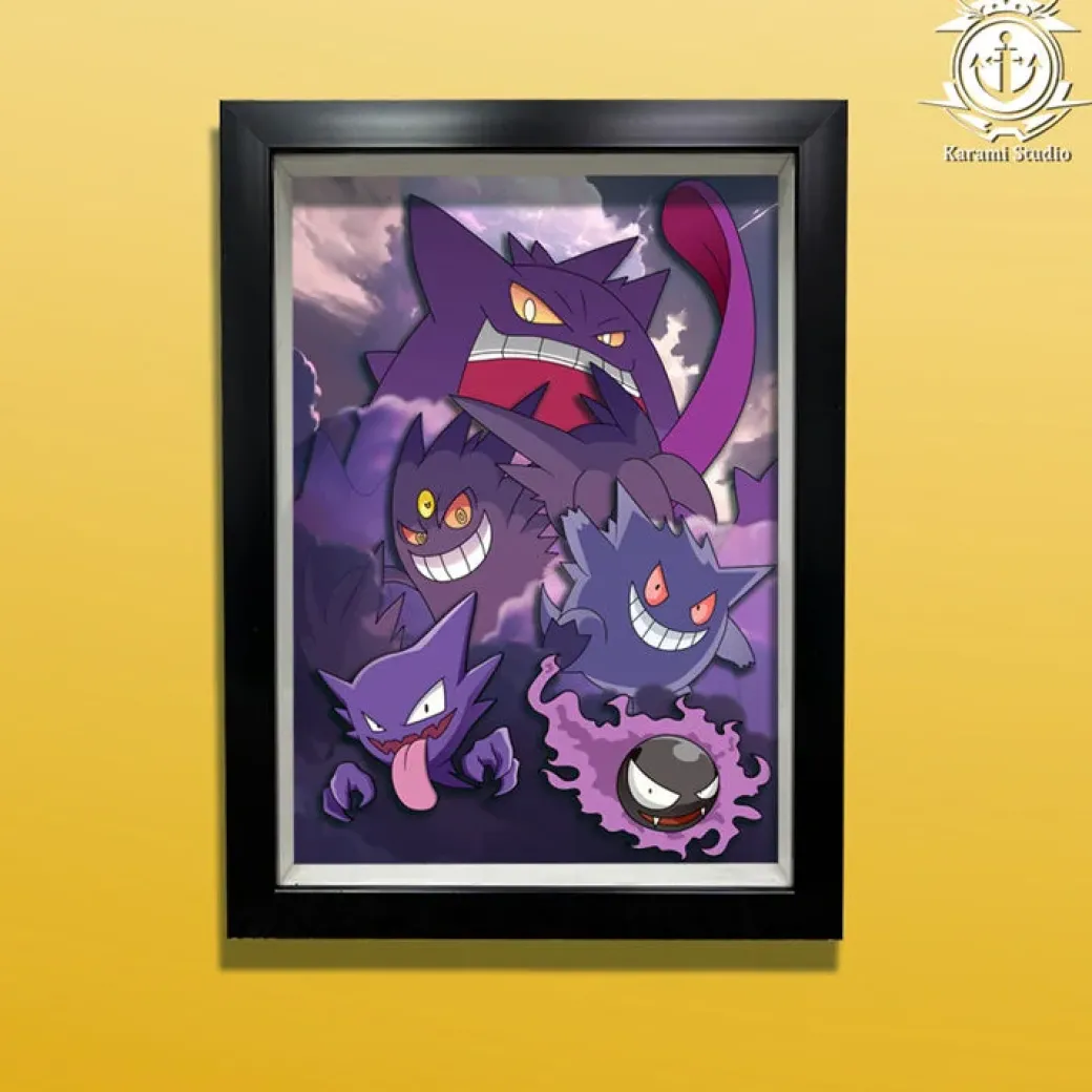 3D Decorative Paint of Gengar Family & Shadow Ball Gengar - Pokemon Resin Statue - Karami Studio