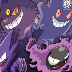 3D Decorative Paint of Gengar Family & Shadow Ball Gengar - Pokemon Resin Statue - Karami Studio
