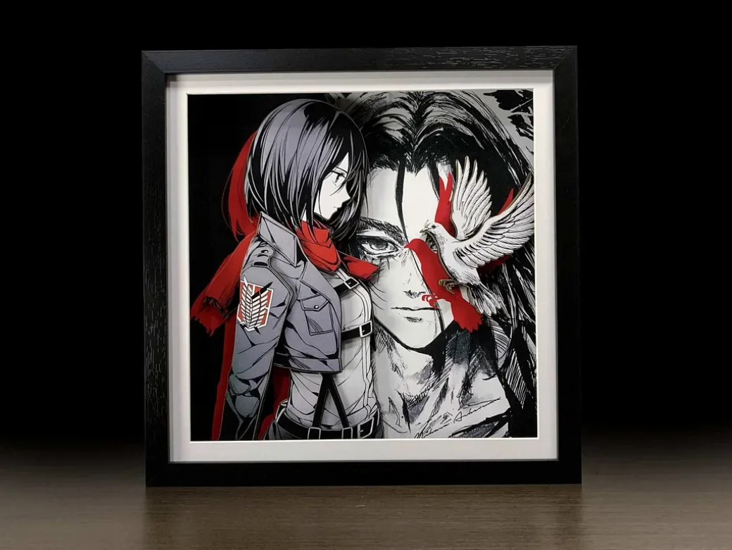 3D Decorative Paint of Grey & White Mikasa Ackerman - Attack On Titan Decorative Painting - momo Studio