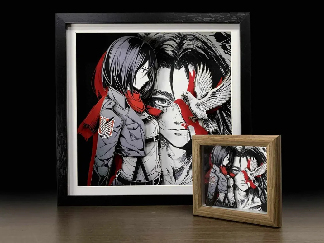 3D Decorative Paint of Grey & White Mikasa Ackerman - Attack On Titan Decorative Painting - momo Studio