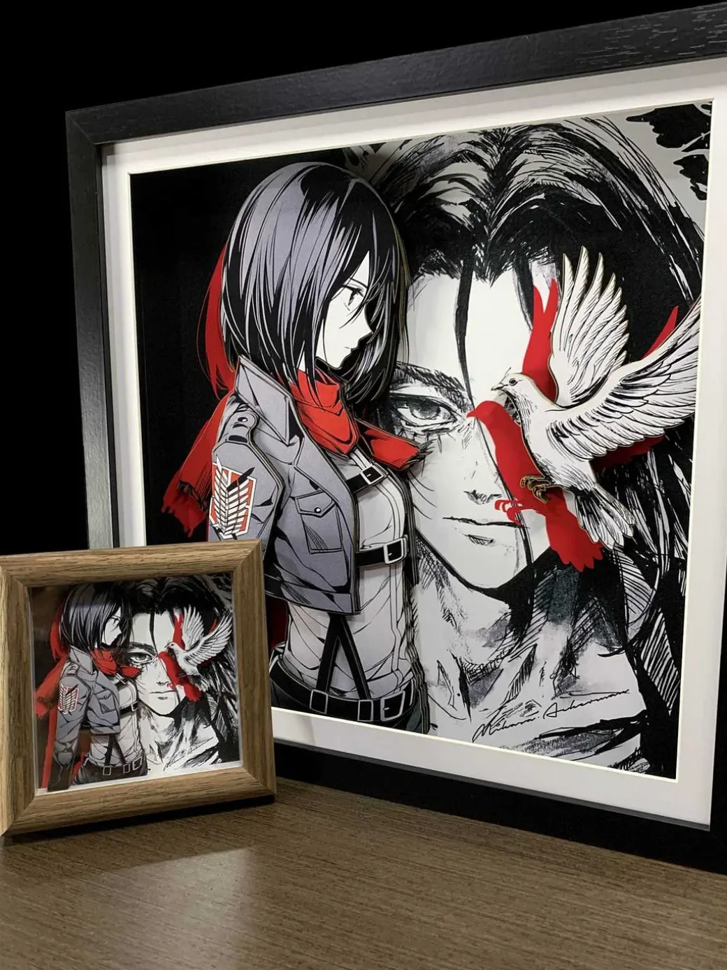 3D Decorative Paint of Grey & White Mikasa Ackerman - Attack On Titan Decorative Painting - momo Studio