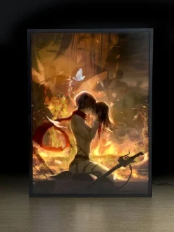 3D Decorative Paint of Light Guide Transformation Mikasa Ackerman & Eren Yeager Final Kiss with LED - Attack On Titan Decorative Painting - momo Studio