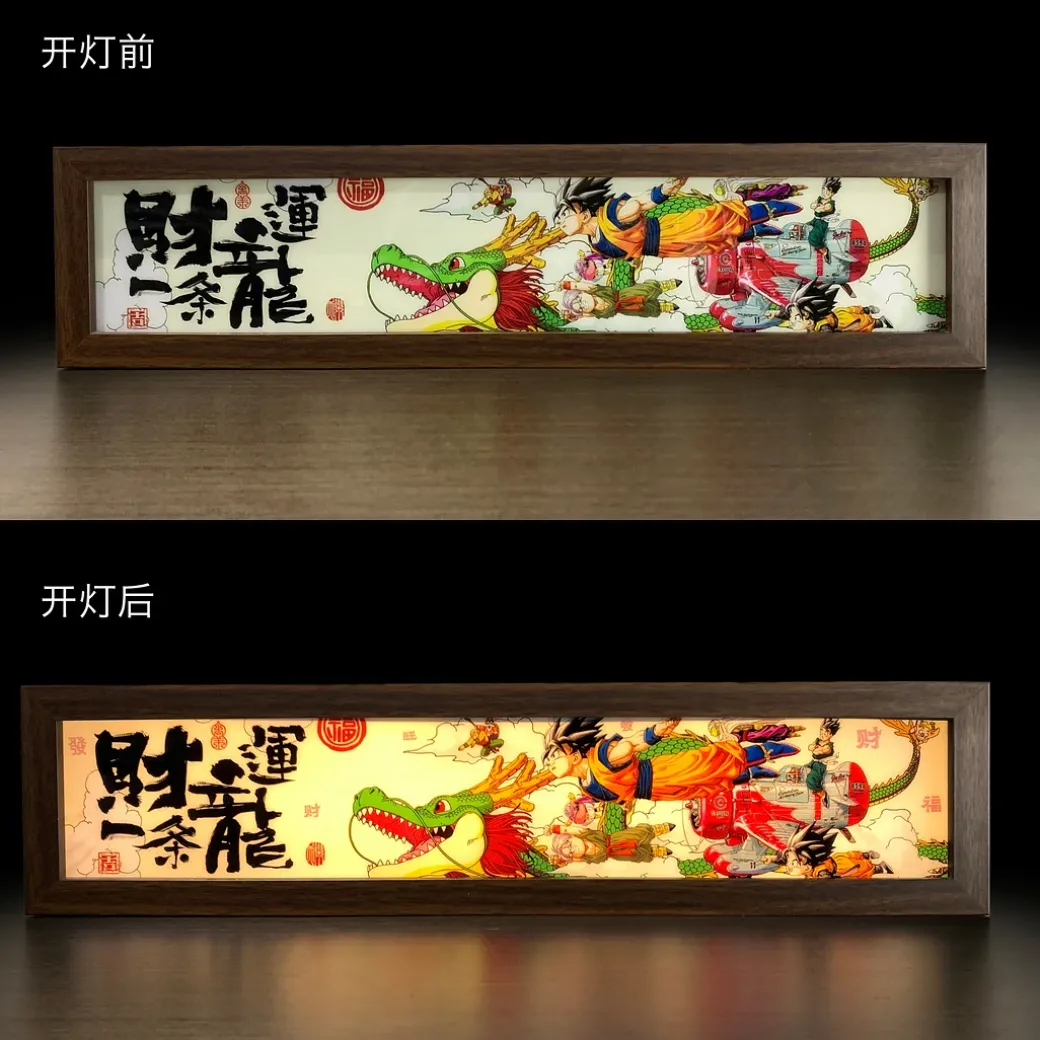3D Decorative Paint of Light Guide Transformation 2024 Chinese New Year Son Goku & Shenron with LED - Dragon Ball Decorative Painting - momo Studio