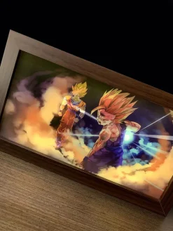 3D Decorative Paint of Light Guide Transformation Son Goku & Son Gohan with LED - Dragon Ball Decorative Painting - Mystical Art Studios