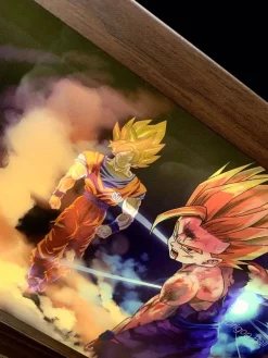 3D Decorative Paint of Light Guide Transformation Son Goku & Son Gohan with LED - Dragon Ball Decorative Painting - Mystical Art Studios