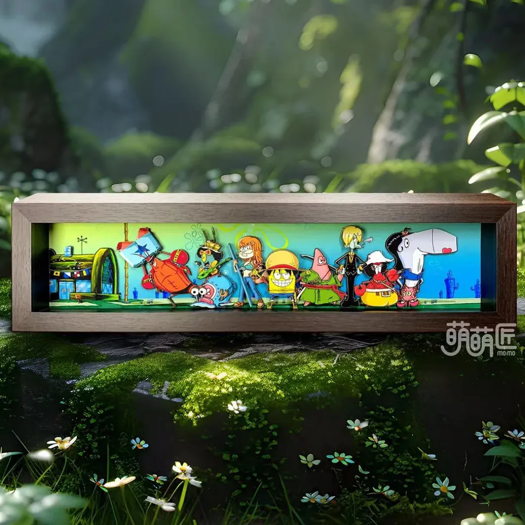 3D Decorative Paint of SpongeBob SquarePants Cosplay Straw Hat Crew - SpongeBob SquarePants ONE PIECE Decorative Painting - momo Studio