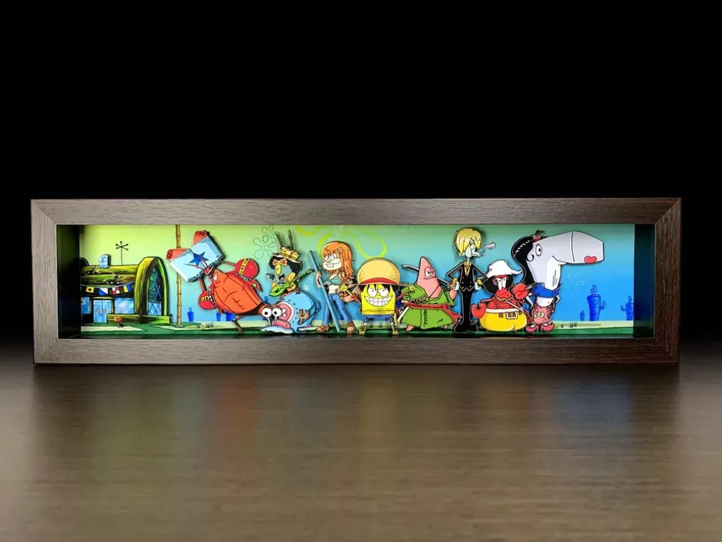 3D Decorative Paint of SpongeBob SquarePants Cosplay Straw Hat Crew - SpongeBob SquarePants ONE PIECE Decorative Painting - momo Studio