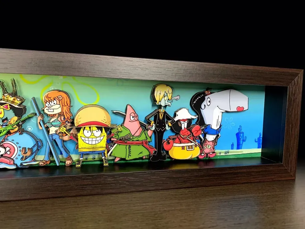 3D Decorative Paint of SpongeBob SquarePants Cosplay Straw Hat Crew - SpongeBob SquarePants ONE PIECE Decorative Painting - momo Studio