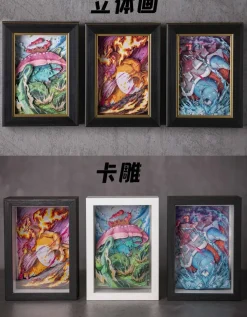 3D Decorative Painting & Card Carving of Bulbasaur & Charizard & Squirtle Squad - Pokemon - ManShang Studio