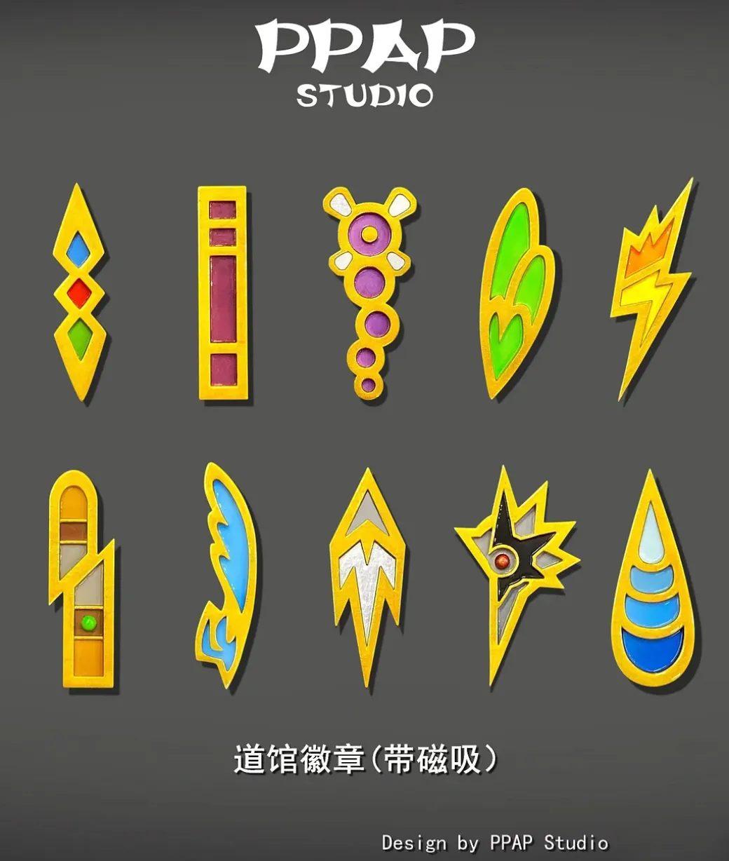 3D Pokémon Gym Badges of Unova Region - Pokemon Statue - PPAP Studios