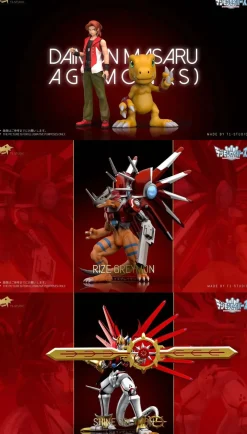Daimon Masaru & Agumon (S) & Rize Greymon & Shine Greymon - Digimon Resin Statue - T1 Studio