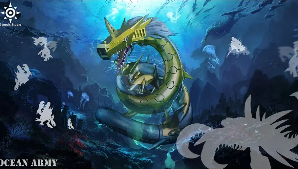 Dark Master Dark Ocean Series MetalSeadramon - Digimon Resin Statue - Genesis-Studio