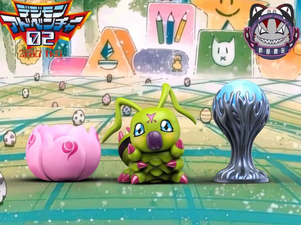 Digi-Mental of Darkness & Digi-Mental of Kindness & Wormmon - Digimon Resin Statue - QiaoWuMoWan Studio