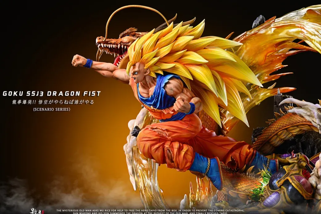 Dragon Fist Super Saiyan 3 Son Goku with LED - Dragon Ball Resin Statue - D-M Studios