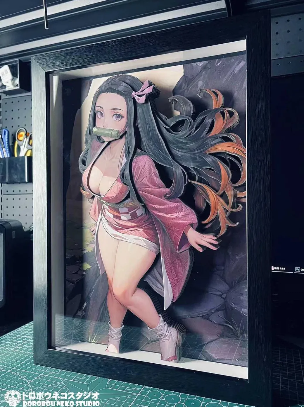 DSMG-062 Nezuko Kamado 3D Decorative Painting - Demon Slayer: Kimetsu No Yaiba - Dorobou Neko Studio
