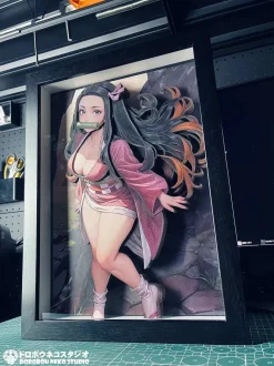 DSMG-062 Nezuko Kamado 3D Decorative Painting - Demon Slayer: Kimetsu No Yaiba - Dorobou Neko Studio