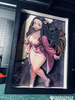 DSMG-062 Nezuko Kamado 3D Decorative Painting - Demon Slayer: Kimetsu No Yaiba - Dorobou Neko Studio