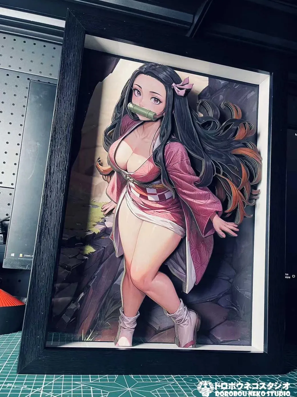 DSMG-062 Nezuko Kamado 3D Decorative Painting - Demon Slayer: Kimetsu No Yaiba - Dorobou Neko Studio