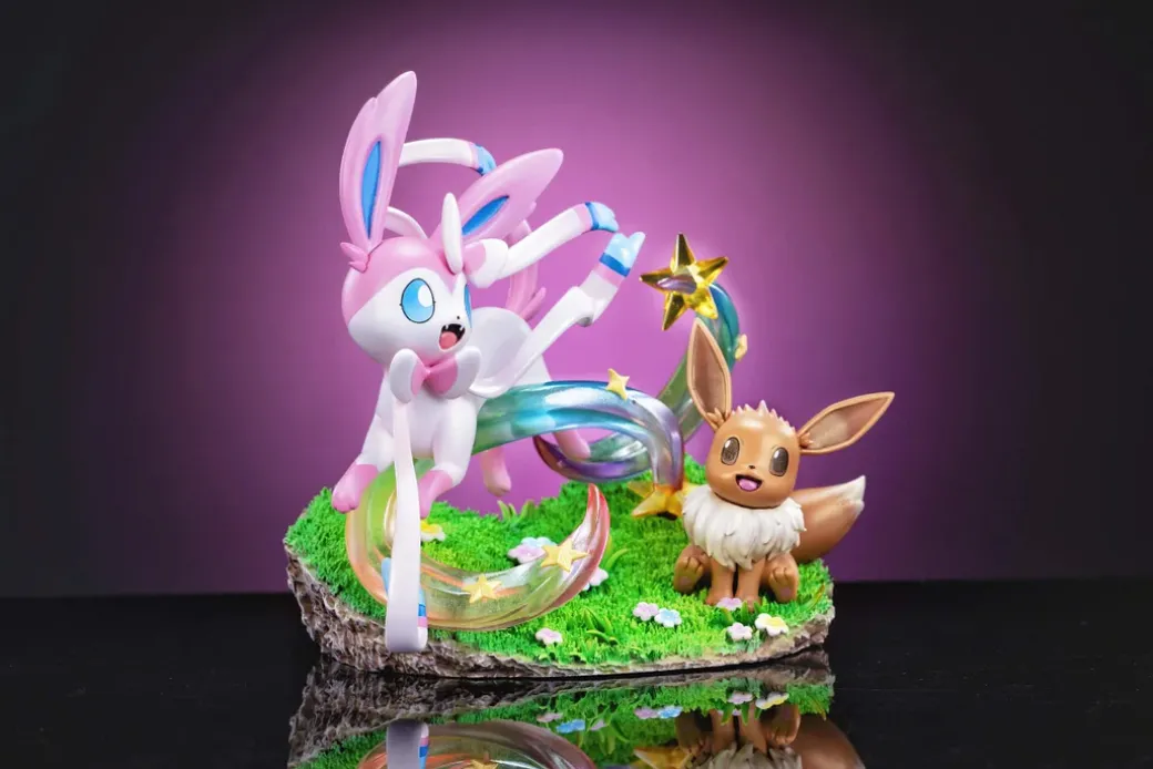 Eevee Family Series 008 Sylveon & Little Eevee - Pokemon Resin Statue - Digital Monster Studio