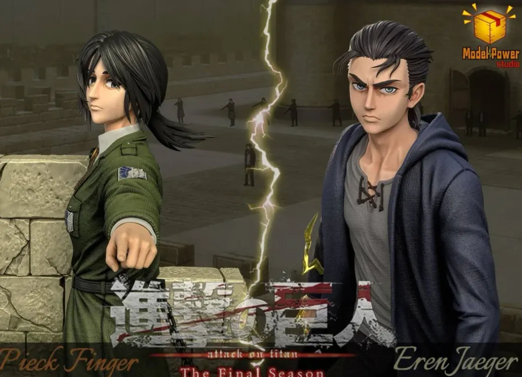 Eren Yeager & Pieck Finger - Attack On Titan Resin Statue - Model Power Studio