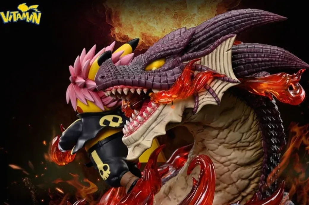 Etherious Natsu Dragneel Cosplay Pikachu - Pokemon Fairy Tail Resin Statue - Vitamin Studios