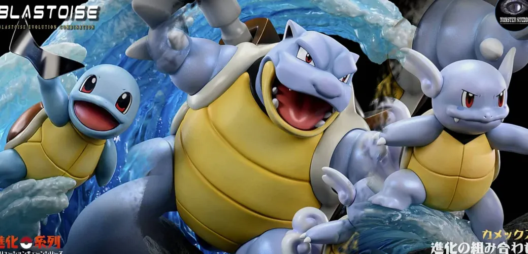 Evolution of Blastoise Family - Pokemon Resin Statue - Monster Studios