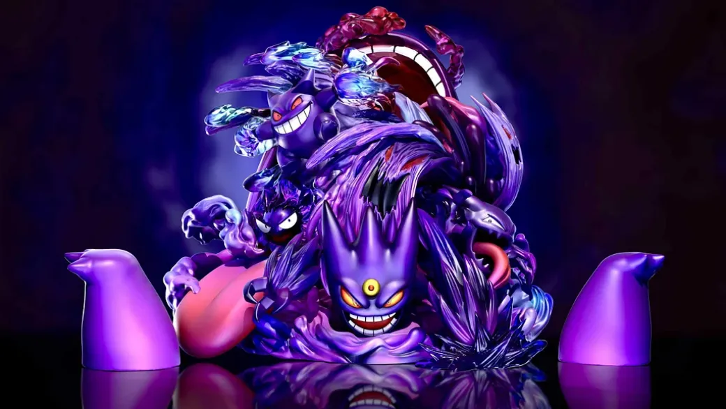 Evolution of Gengar Set with LED - Pokemon Resin Statue - Three Sheep Studio