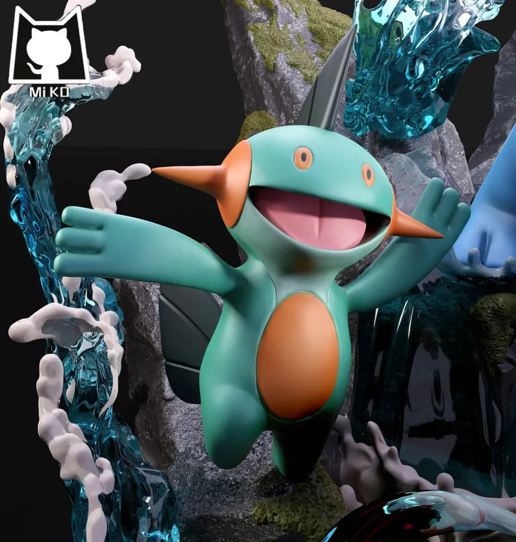 Evolution of Swampert Set with LED - Pokemon Resin Statue - MiKo Studio