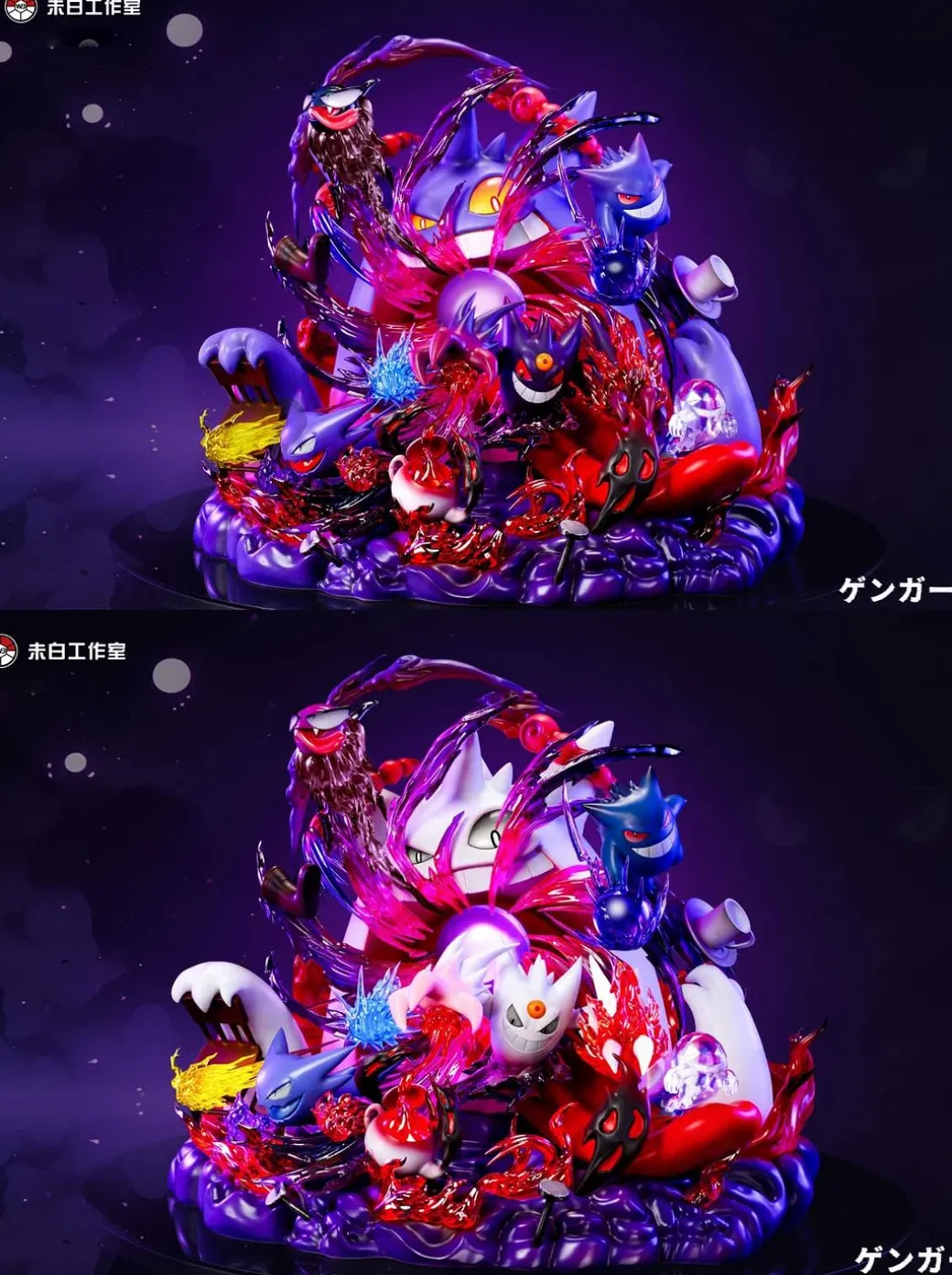 Evolution Series 002 Gengar Family With LED - Pokemon Resin Statue - WeiBai Studio