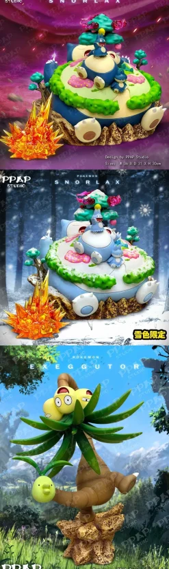 Evolution Series Gigantamax Snorlax Family & Coquettish Alolan Exeggutor - Pokemon Resin Statue - PPAP Studios