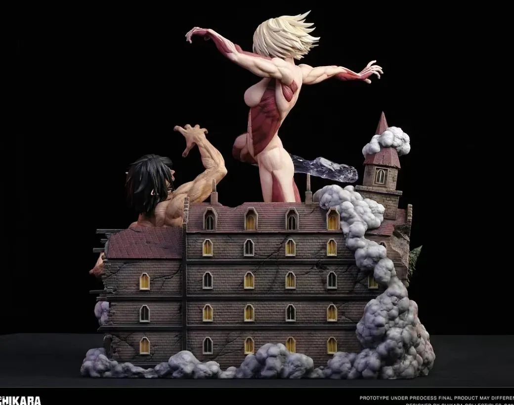 Female Titan battles the Attack Titan - Attack On Titan Resin Statue - CHIKARA Studios