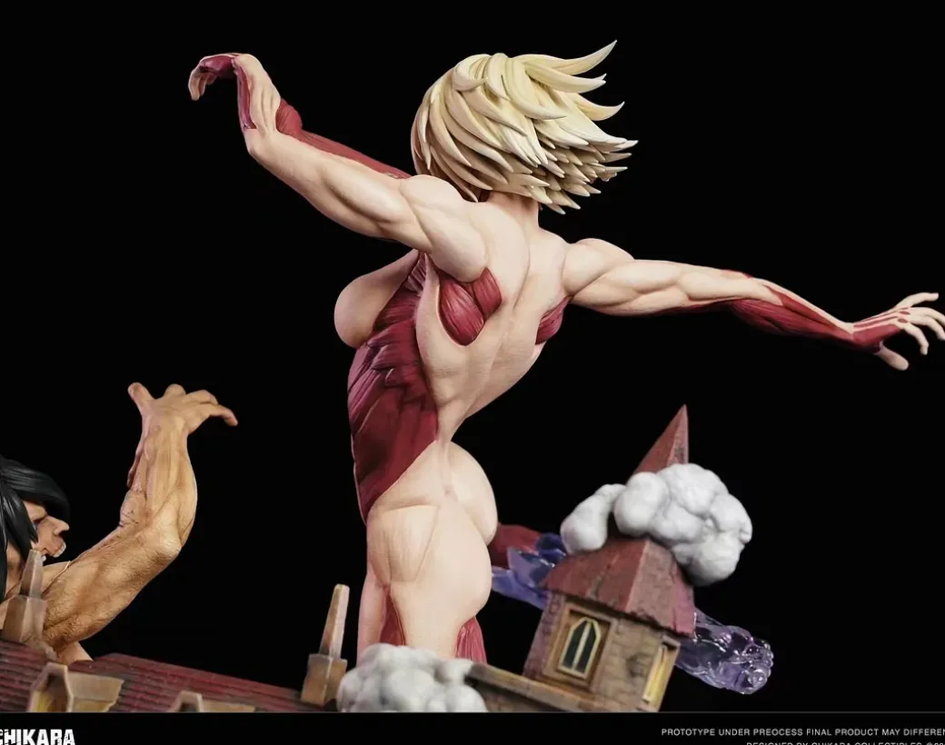 Female Titan battles the Attack Titan - Attack On Titan Resin Statue - CHIKARA Studios