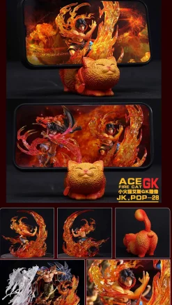 Fire Fist Portgas D. Ace Cat Phone Holder - ONE PIECE Resin Statue - JacksDo Studios