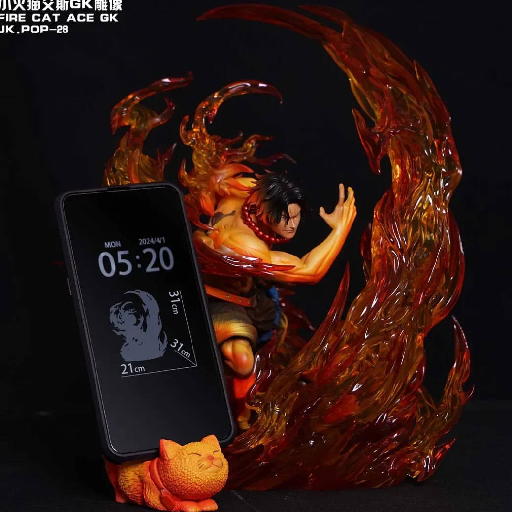 Fire Fist Portgas D. Ace Cat Phone Holder - ONE PIECE Resin Statue - JacksDo Studios