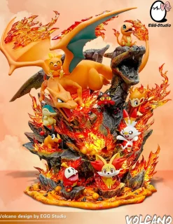Fire Type Family with LED - Pokemon Resin Statue - EGGS Studios