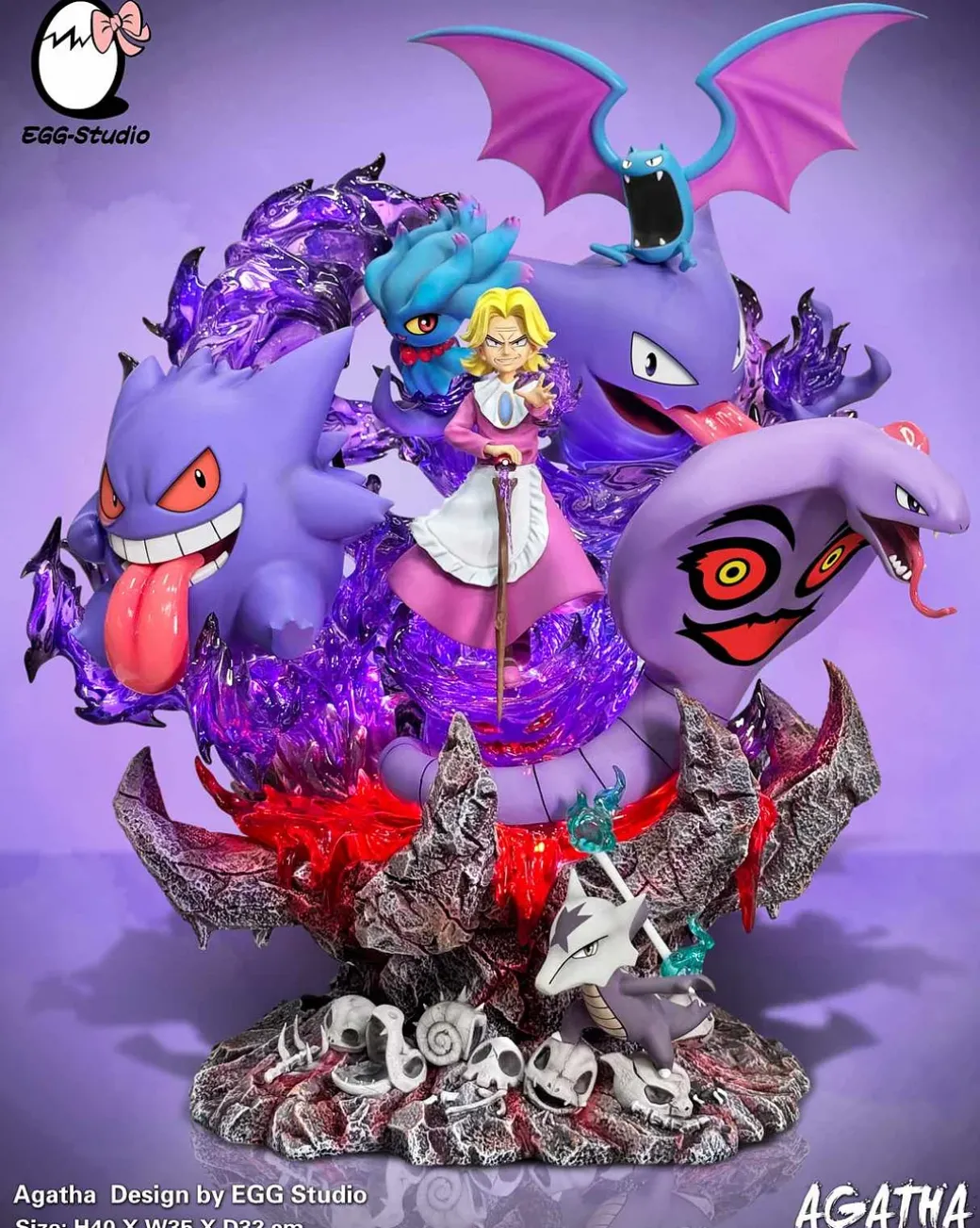 Ghost Type Elite Four Agatha with LED - Pokemon Resin Statue - EGGS Studios