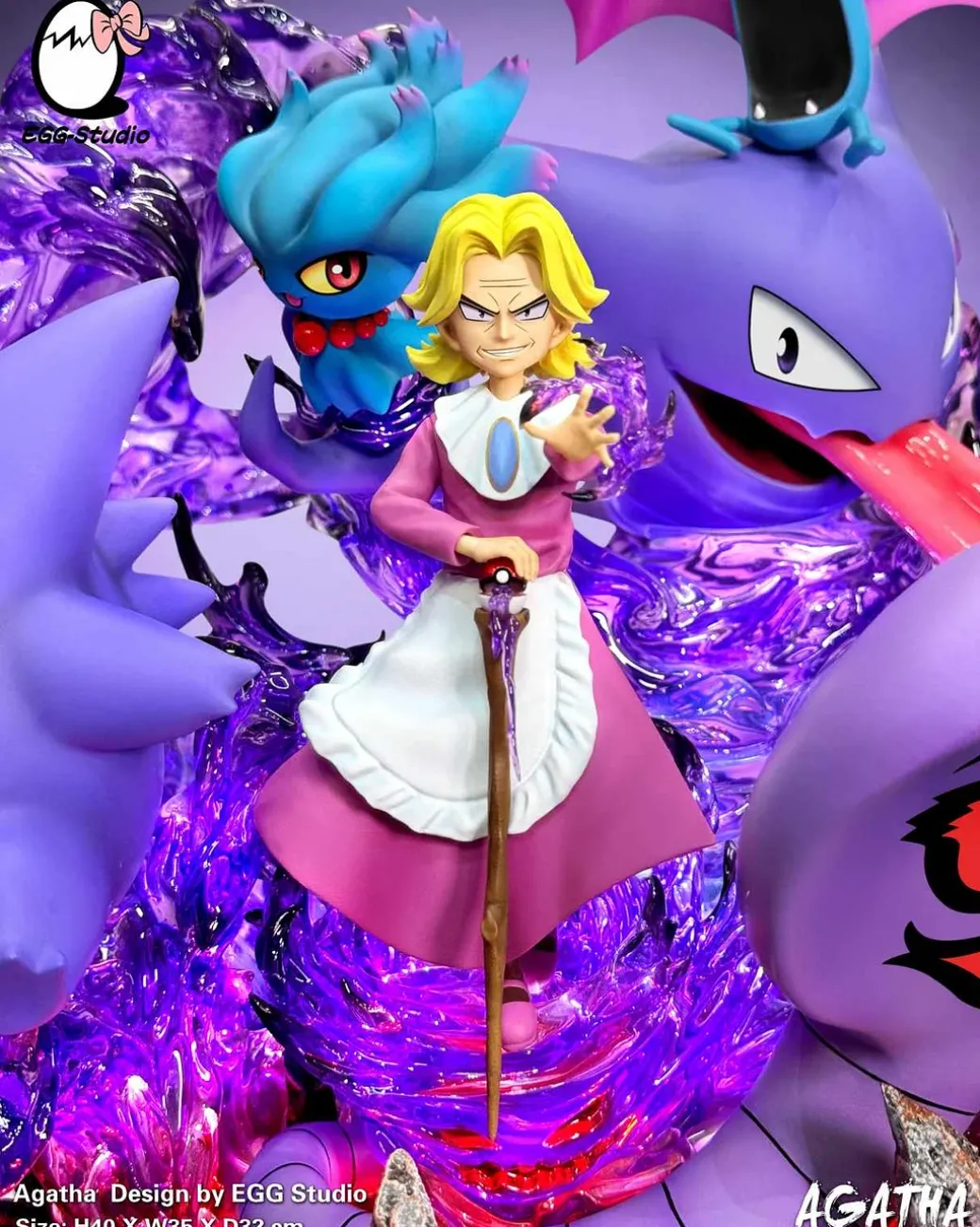 Ghost Type Elite Four Agatha with LED - Pokemon Resin Statue - EGGS Studios