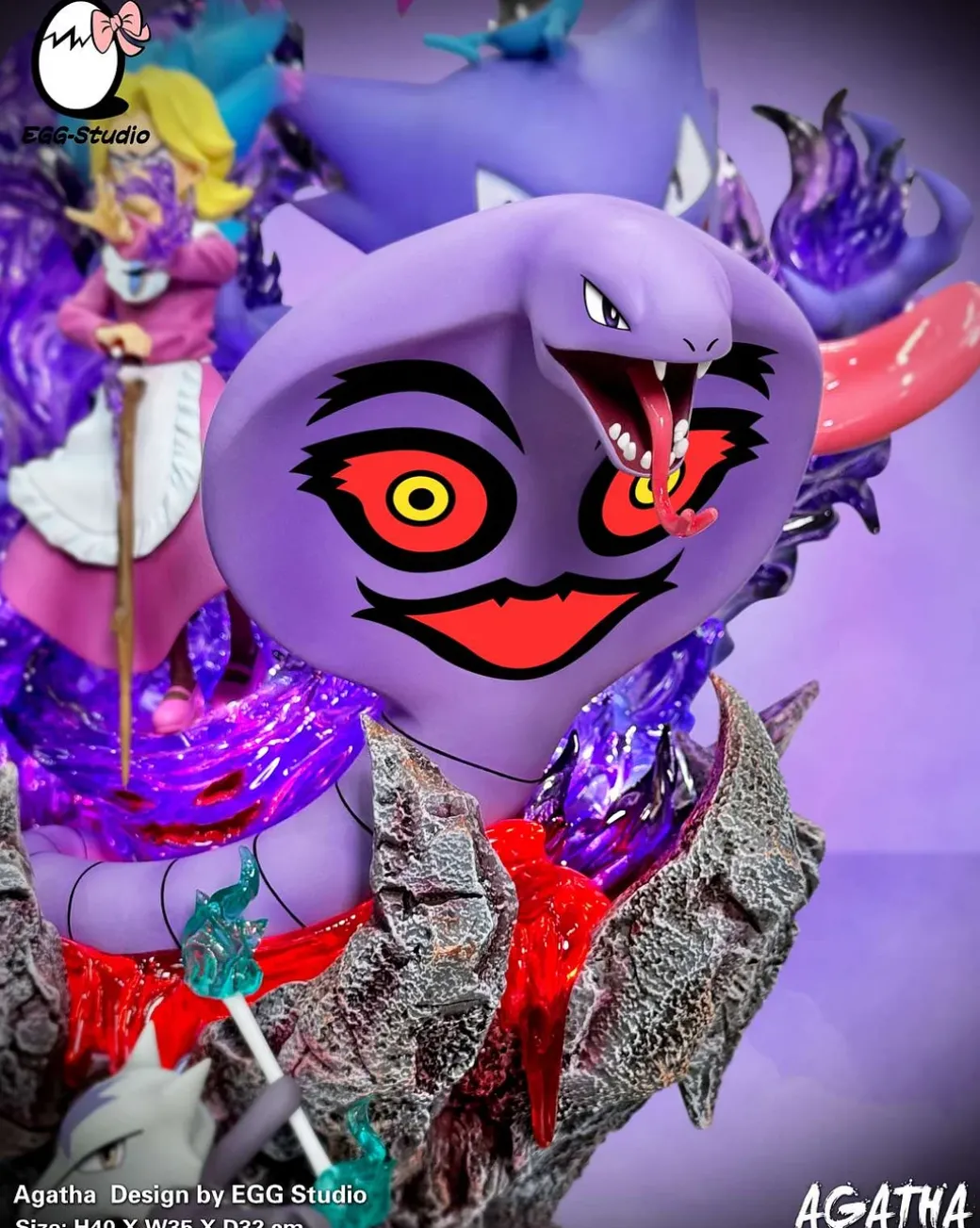 Ghost Type Elite Four Agatha with LED - Pokemon Resin Statue - EGGS Studios