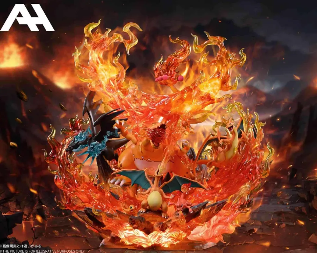 Gigantamax Charizard Family with LED - Pokemon Resin Statue - AH-Studio