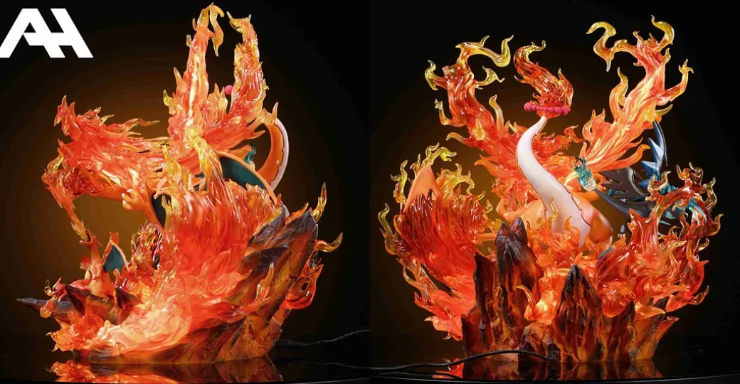 Gigantamax Charizard Family with LED - Pokemon Resin Statue - AH-Studio
