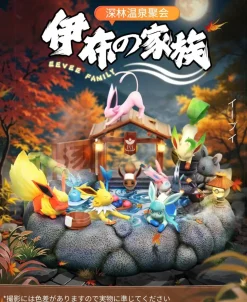 GK Scale Pokemon Ecological Landscape Series Eevee Family Hot Springs with LED - Pokemon Resin Statue - TiaoTiao Hall Studio