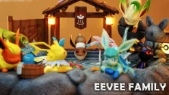 GK Scale Pokemon Ecological Landscape Series Eevee Family Hot Springs with LED - Pokemon Resin Statue - TiaoTiao Hall Studio