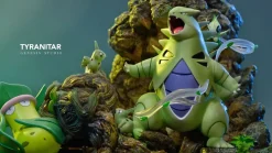 Grass Type Family Series Tyranitar Family - Pokemon Resin Statue - Gene Studios