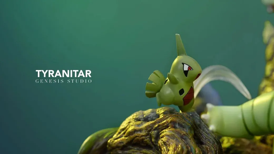 Grass Type Family Series Tyranitar Family - Pokemon Resin Statue - Gene Studios