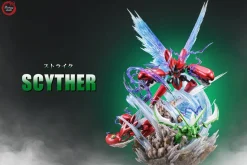 GX Evolution Series 011 Swords Dance Scyther & Bullet Punch Scizor & Flash Cannon Mega Scizor with LED - Pokemon Resin Statue - Fantasy Studios