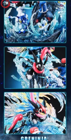 GX Evolution Series Ash Ketchum & Greninja Family - Pokemon Resin Statue - Fantasy Studios