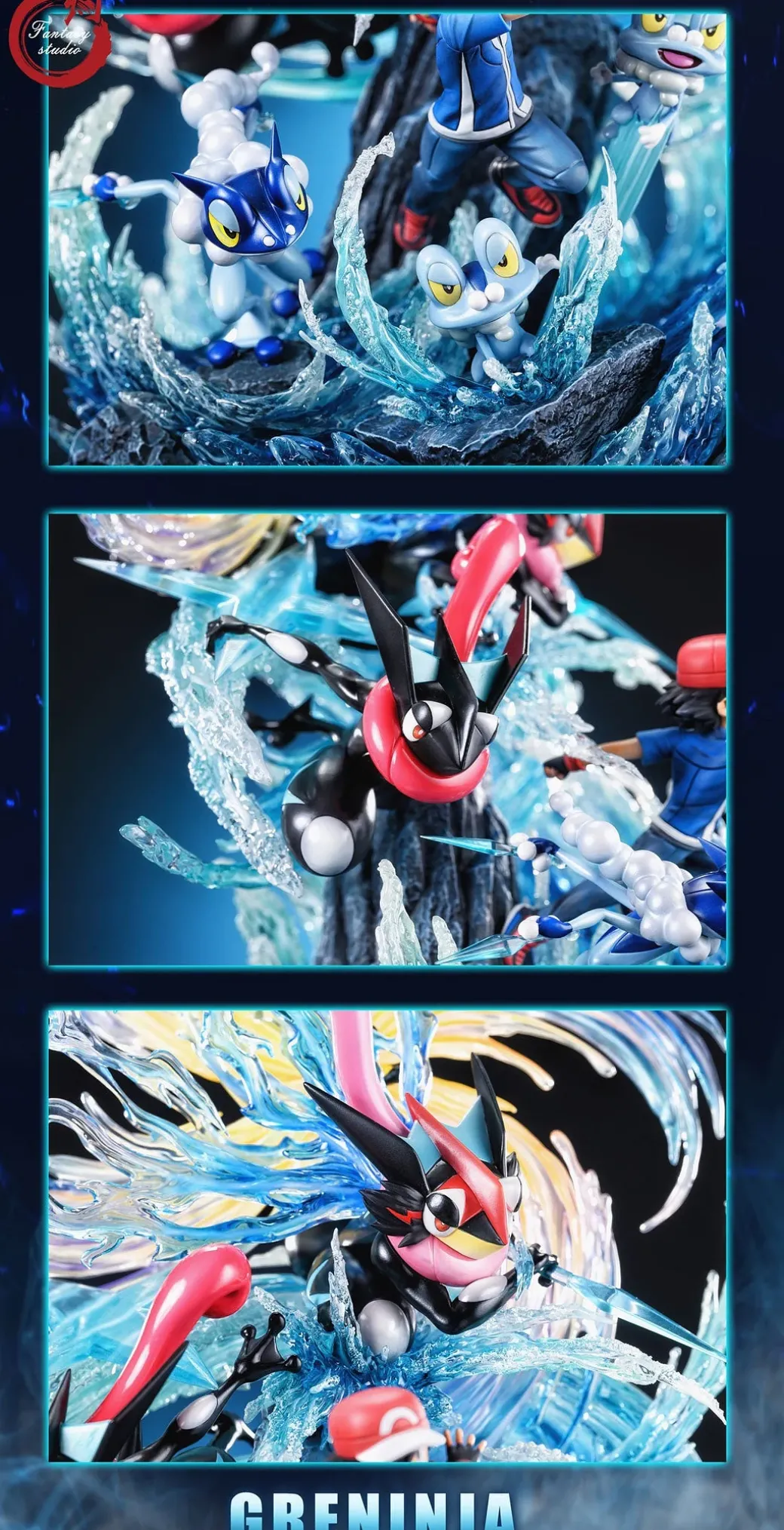GX Evolution Series Ash Ketchum & Greninja Family - Pokemon Resin Statue - Fantasy Studios